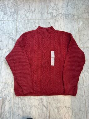 Old Navy Women's Cable Crew Sweater - Deep Red